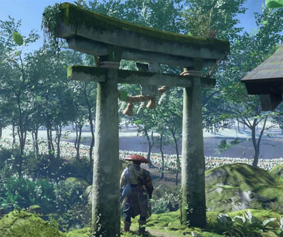 Cổng Torii ngoài đời thực bị phá hủy do bão.